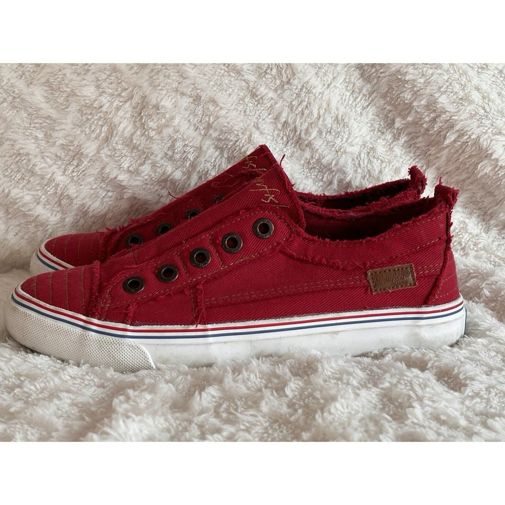 Blowfish Malibu Red No Lace Casual Canvas Sneakers, Womens Size 8